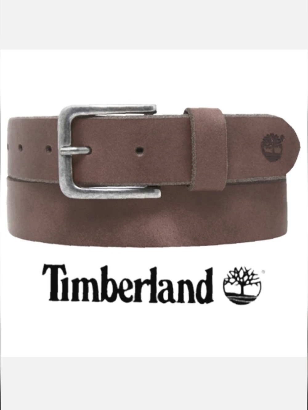 Timberland 100% Leather Classic Men's Belt Cocoa Brown & Silver Buckle Sz 38